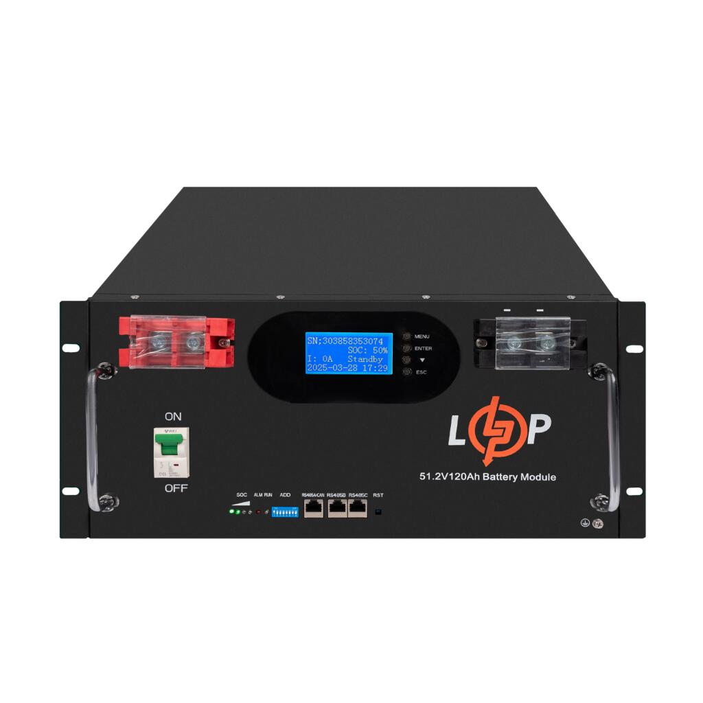 Аккумулятор LP LiFePO4 51,2V - 120 Ah 6000Wh (Smart BMS 100A) с LCD RM AB RS485/CAN - Изображение 2