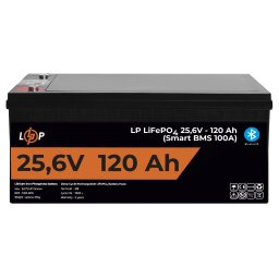 Аккумулятор LP LiFePO4 25,6V - 120 Ah (3072Wh) (Smart BMS 100А) с BT пластик для ИБП