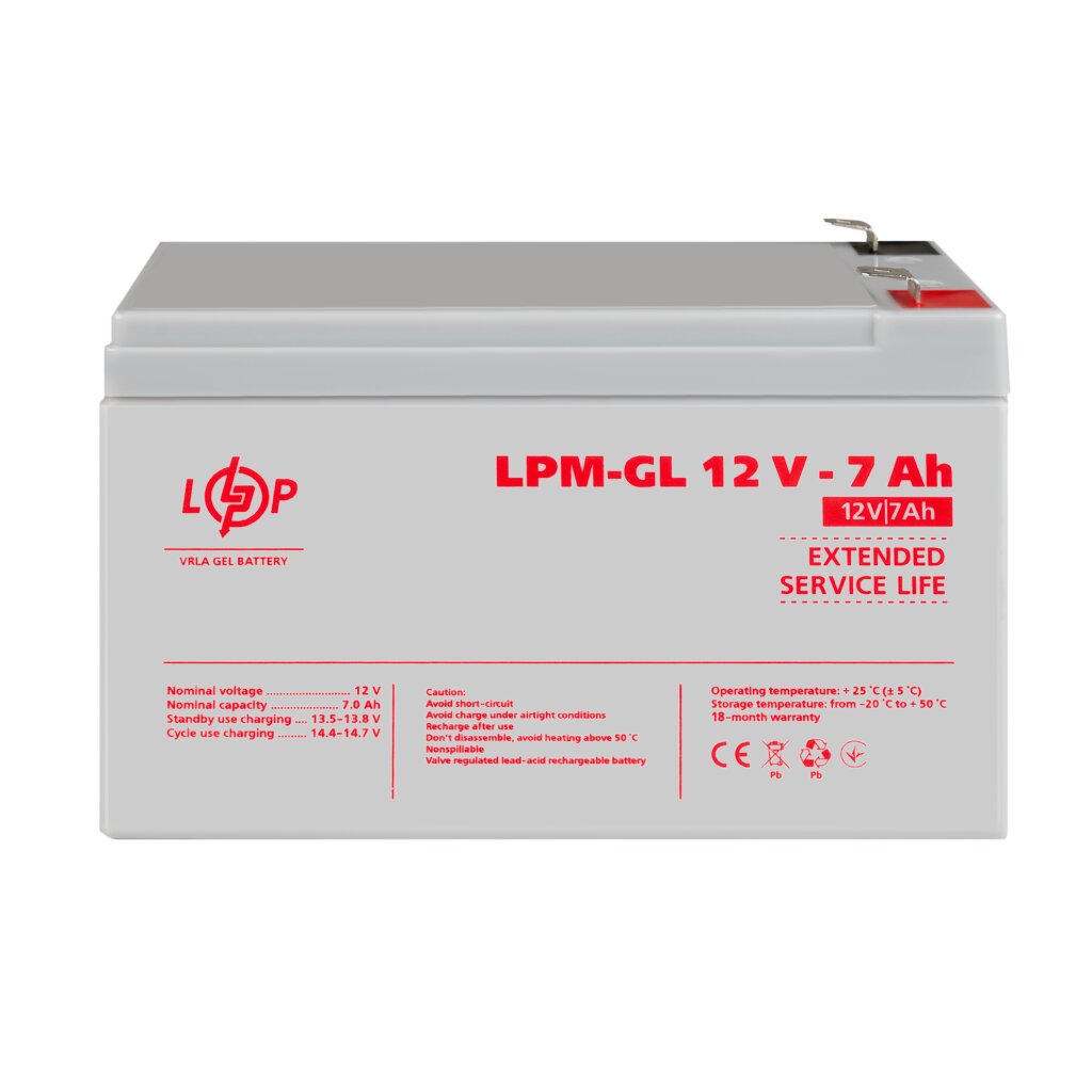 Аккумулятор гелевый LPM-GL 12V - 7 Ah - Изображение 2