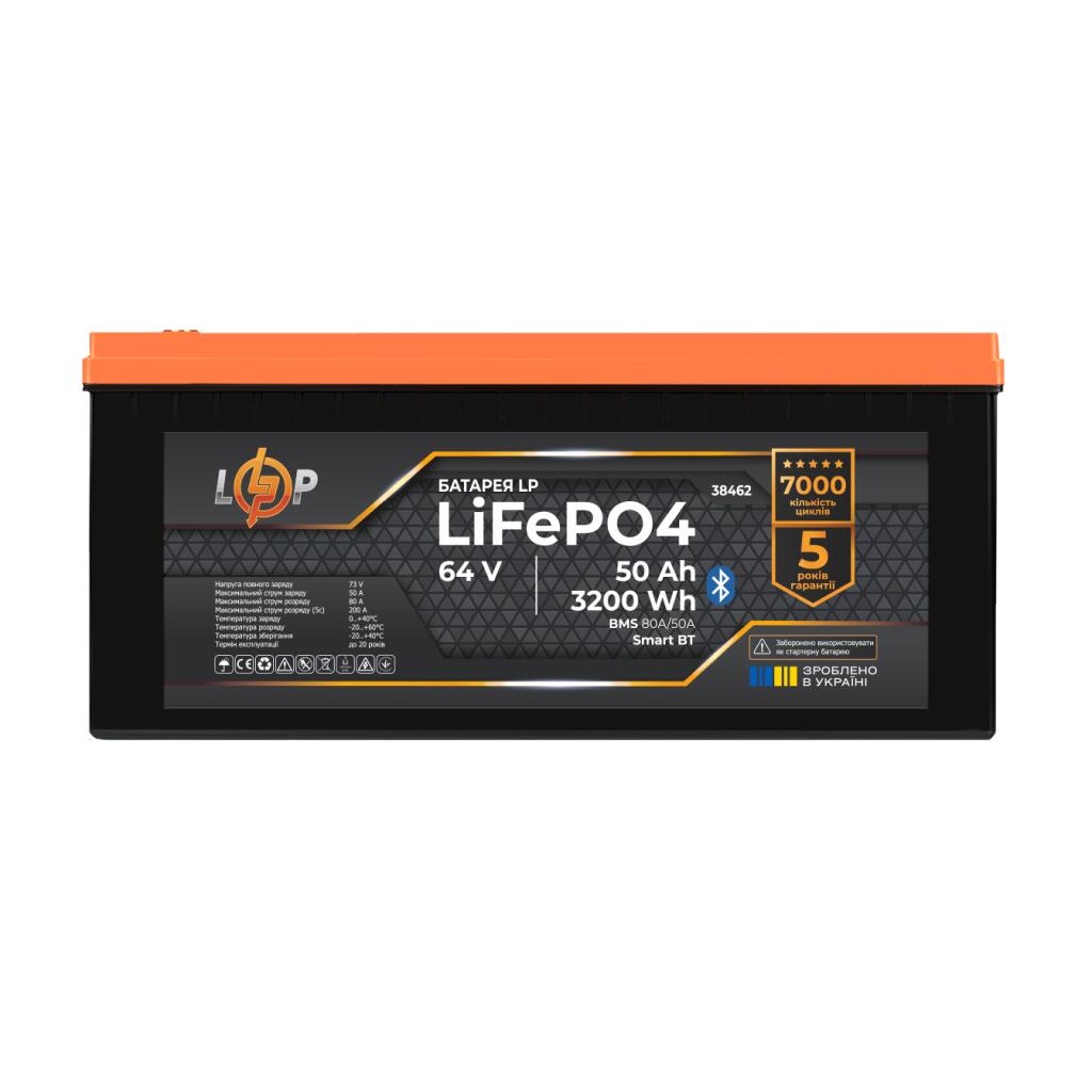 Аккумулятор LP LiFePO4 64V - 50 Ah (3200Wh) (BMS 80A/50А) пластик Smart BT - Изображение 2