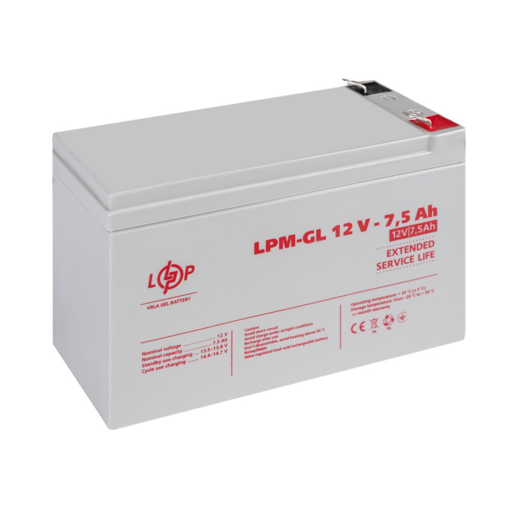 Аккумулятор гелевый LPM-GL 12V - 7.5 Ah - Изображение 3