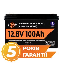 Аккумулятор LP LiFePO4 12V (12,8V) - 100 Ah (1280Wh) (Smart BMS 100А) с BT пластик