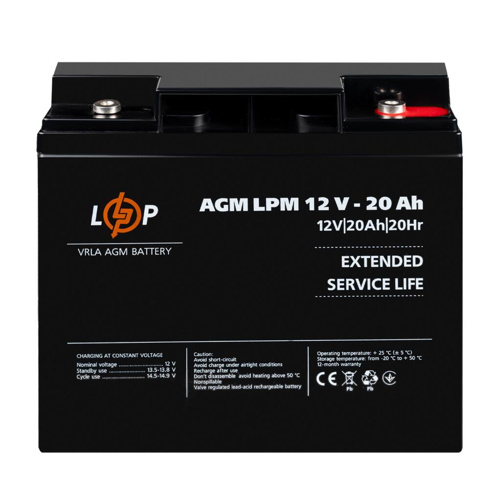 Аккумулятор AGM LPM 12V - 20 Ah под болт М5 - Изображение 2