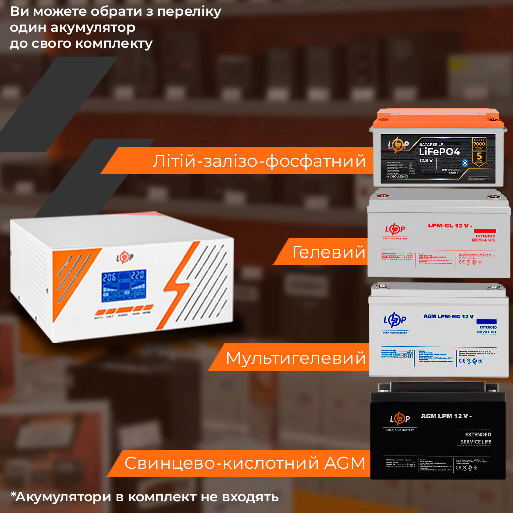 ДБЖ з правильною синусоїдою 12V LPM-PSW-1500VA (1050Вт) White - Изображение 9