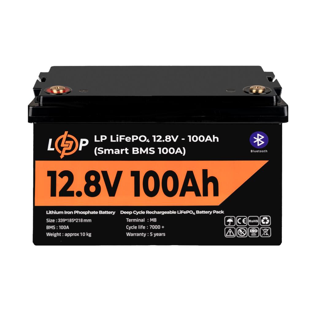 Аккумулятор LP LiFePO4 12V (12,8V) - 100 Ah (1280Wh) (Smart BMS 100А) с BT пластик - Изображение 2