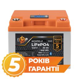 Аккумулятор LP LiFePO4 12,8V - 50 Ah (640Wh) (BMS 40A/40А) пластик LCD Smart BT
