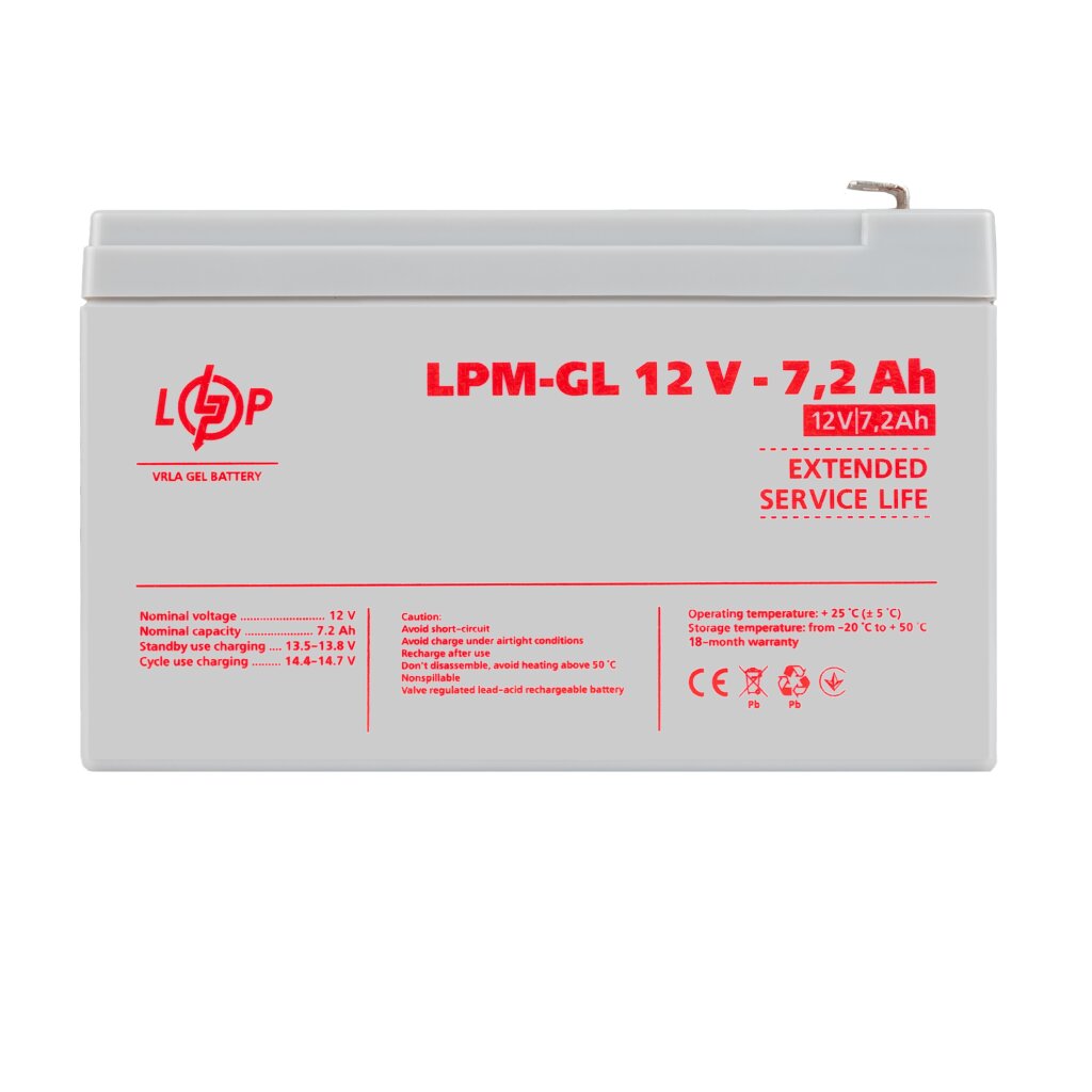 Аккумулятор гелевый LPM-GL 12V - 7.2 Ah - Изображение 1