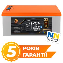 Акумулятор LP LiFePO4 25,6V - 230 Ah (5888Wh) (BMS 200A/100А) пластик LCD Smart BT