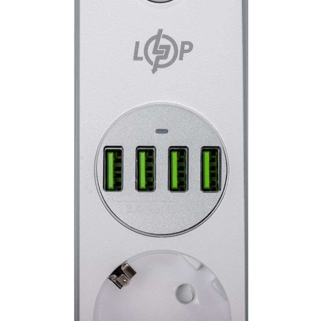 Мережевий фільтр (подовжувач) LP F24U4 (4x230V-2500W, 4xUSB-5V/3,4A 17W Auto Max) - Зображення 4
