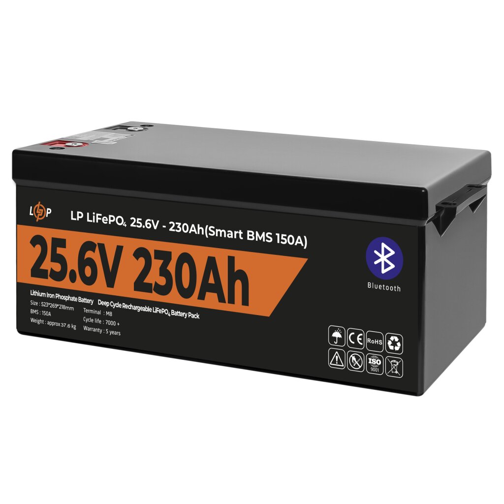 Аккумулятор LP LiFePO4 25,6V - 230 Ah (5888Wh) (Smart BMS 150А) с BT пластик - Изображение 3