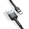 Кабель Baseus Cafule USB 2.0 to Type-C 2A 2M Черный/Серый (CATKLF-CG1) - Изображение 3