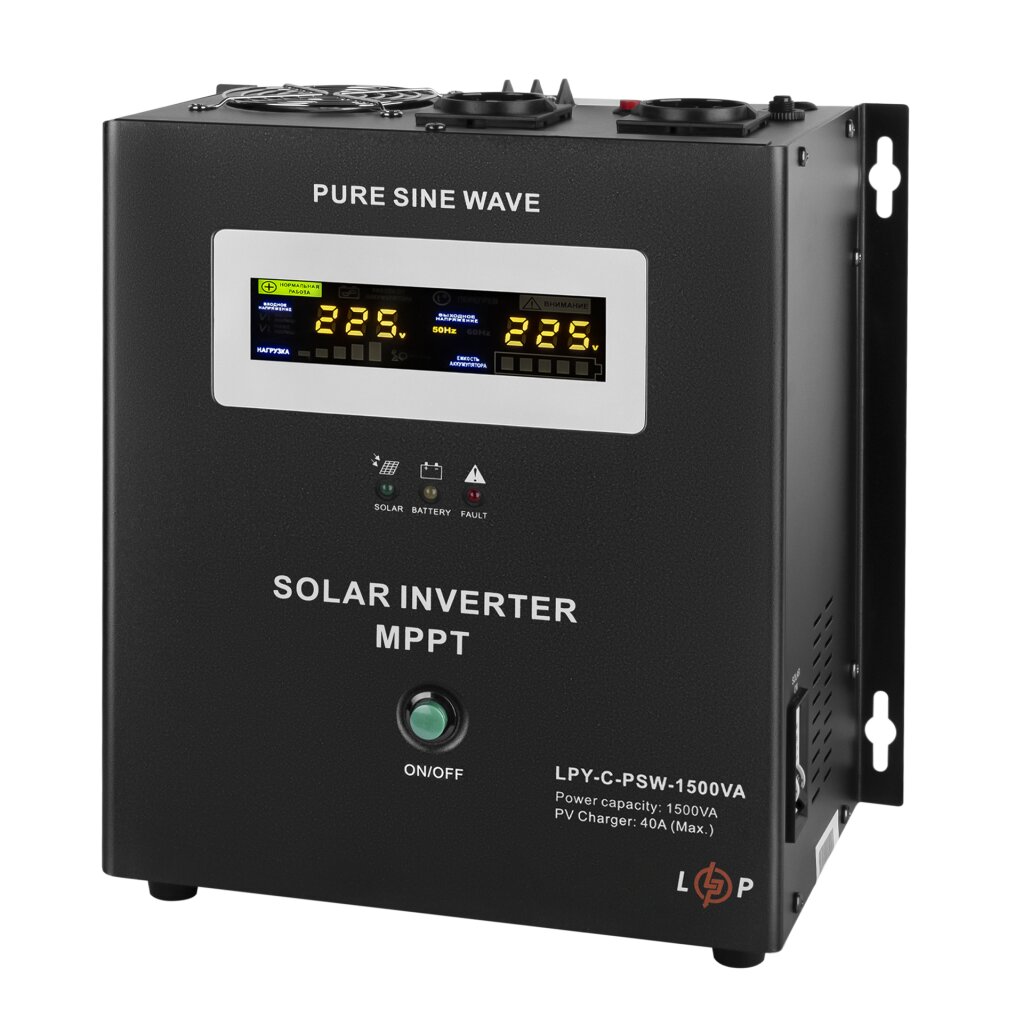 Сонячний інвертор (ДБЖ) LPY-С-PSW-1500VA (1050Вт) MPPT 24V - Изображение 2