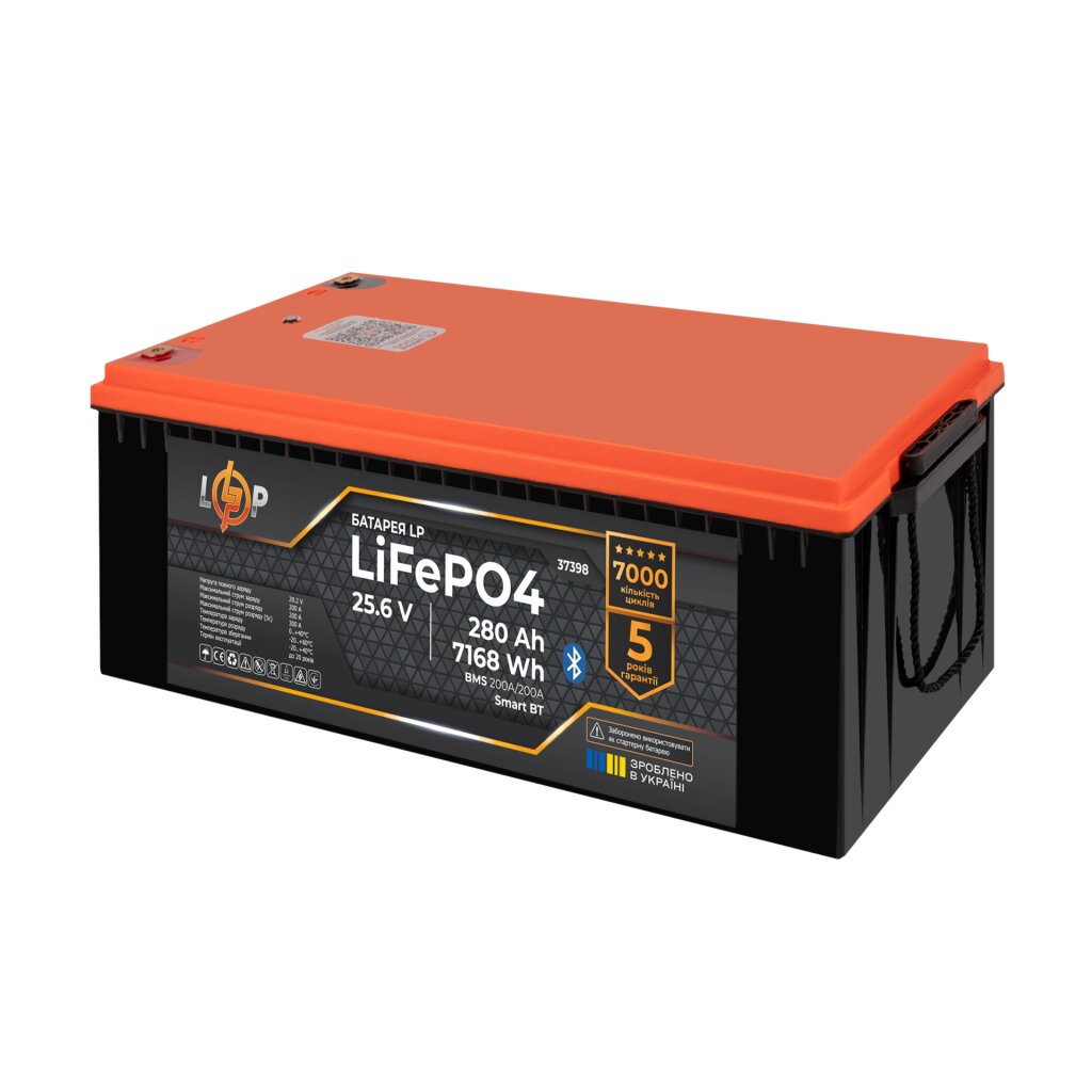 Аккумулятор LP LiFePO4 25,6V - 280 Ah (7168Wh) (BMS 200A/200А) пластик Smart BT - Изображение 5