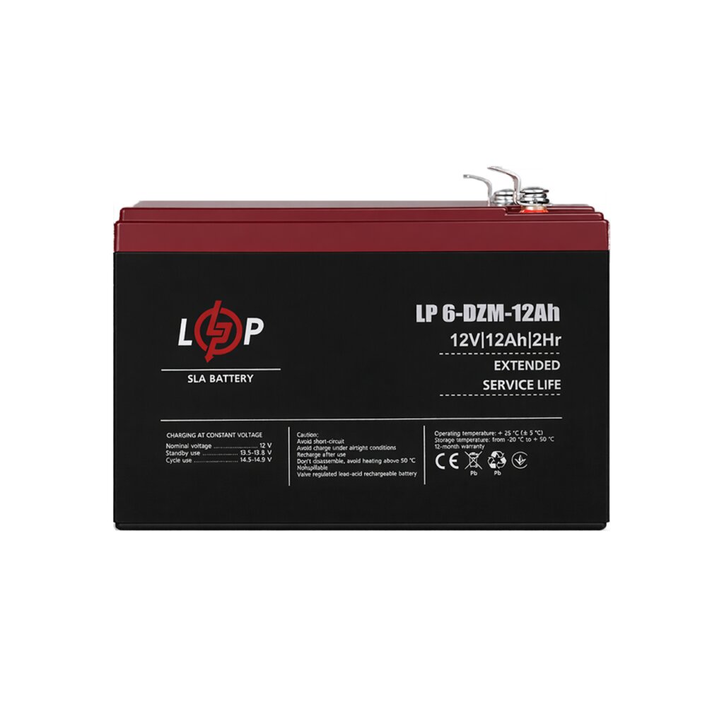 Тяговый свинцово-кислотный AGM аккумулятор LP 6-DZM-12 Ah - Изображение 1
