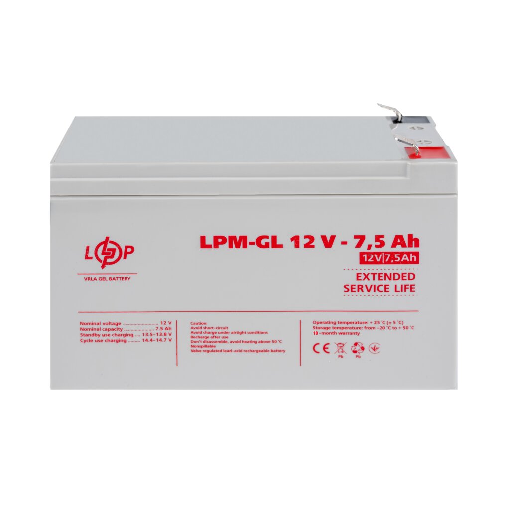 Аккумулятор гелевый LPM-GL 12V - 7.5 Ah - Изображение 2