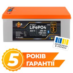 Акумулятор LP LiFePO4 25,6V - 280 Ah (7168Wh) (BMS 200A/200А) пластик Smart BT