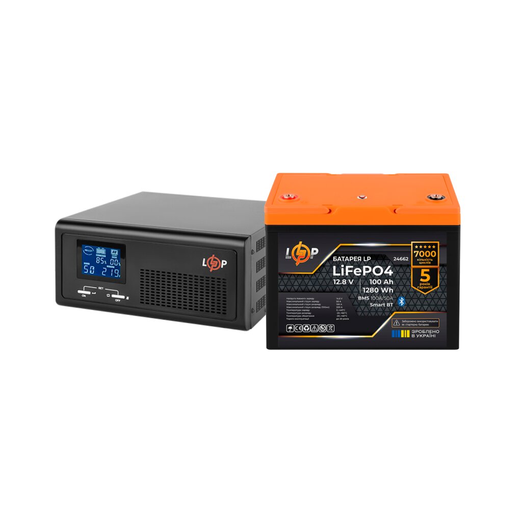 Комплект резервного питания LP(LogicPower) ИБП + литиевая (LiFePO4) батарея (UPS В1000 + АКБ LiFePO4 1280W) - Изображение 2