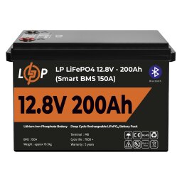 Аккумулятор LP LiFePO4 12V (12,8V) - 200 Ah (2560Wh) (Smart BMS 150А) с BT пластик