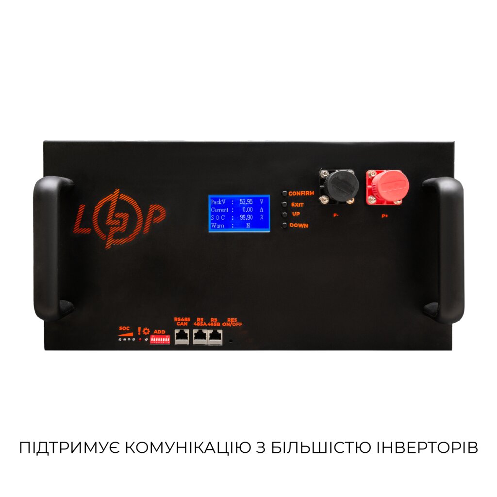 Акумулятор LP LiFePO4 51,2V - 160 Ah (8192Wh) (BMS 200A/100А) LCD метал RM Smart RS485/CAN - Изображение 1