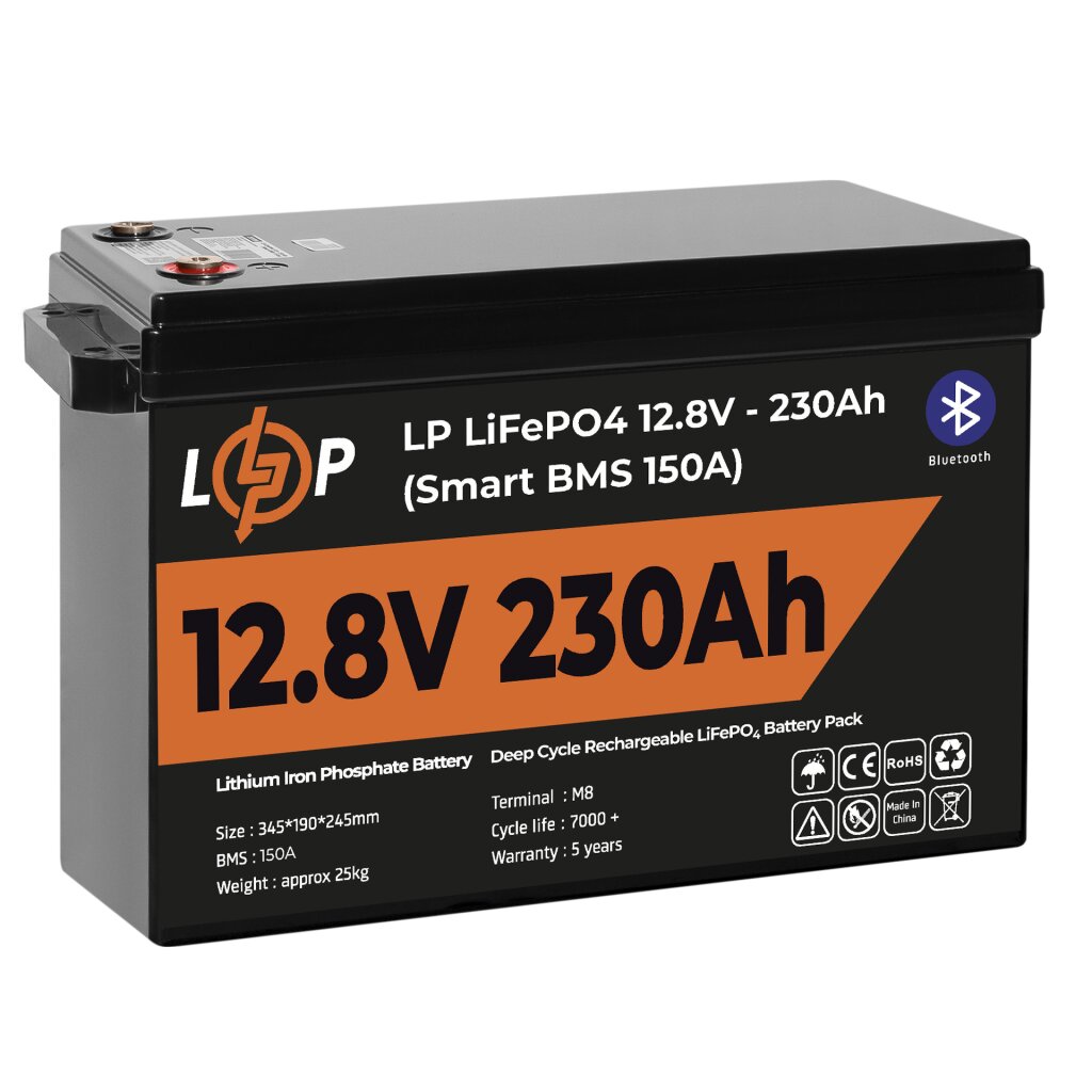 Акумулятор LP LiFePO4 12V (12,8V) - 230 Ah (2944Wh) (Smart BMS 150А) з BT пластик - Изображение 4