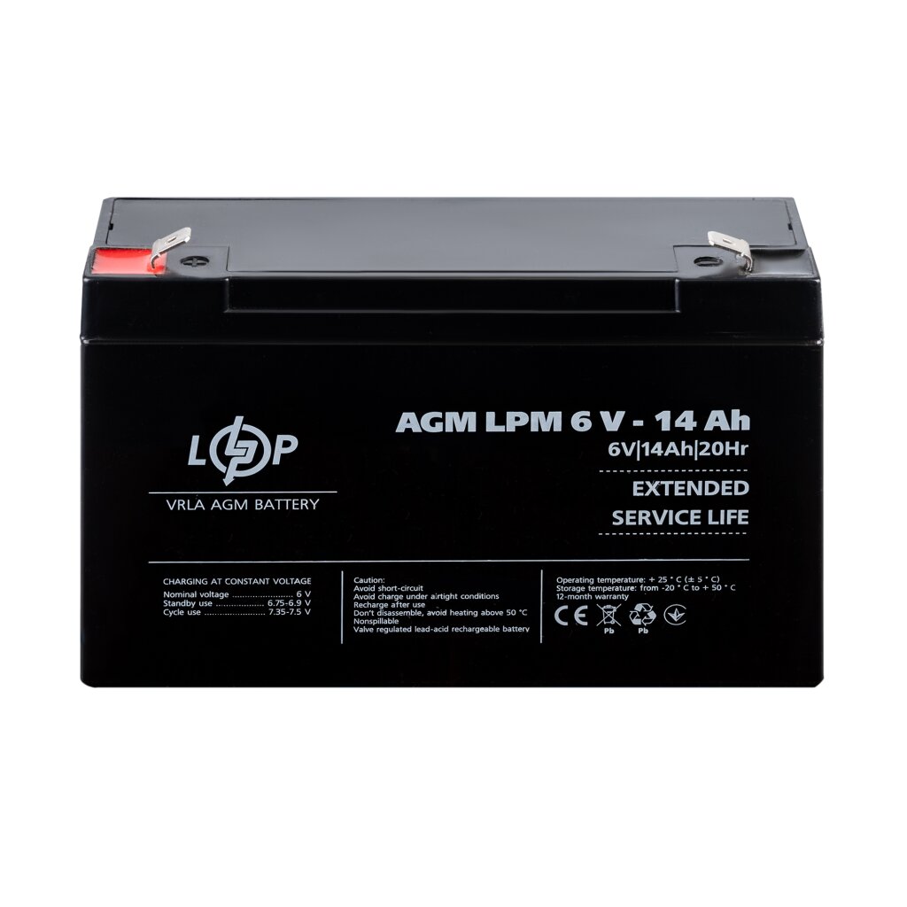 Акумулятор AGM LPM 6V - 14 Ah - Изображение 2