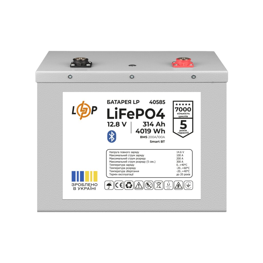 Акумулятор LP LiFePO4 12,8V - 314 Ah (4019Wh) (BMS 200A/100А) Метал Smart BT - Изображение 1