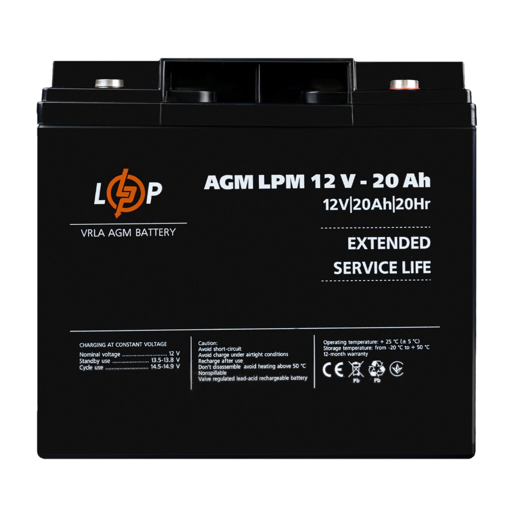 Аккумулятор AGM LPM 12V - 20 Ah под болт М5 - Изображение 1