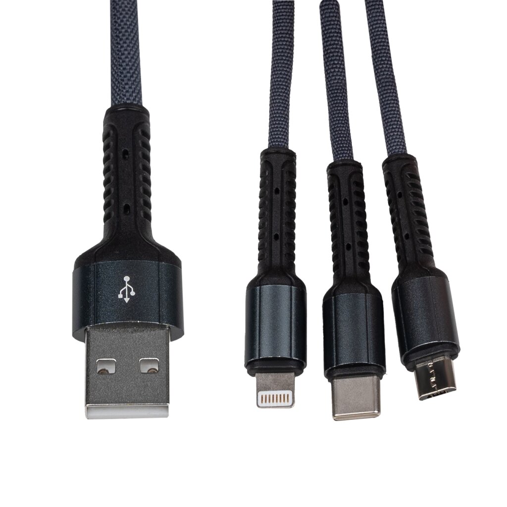 Кабель (шнур) LP 3 в 1 USB 3.0 to Type-C/Lightning/Micro-USB 1м (C20CM) - Изображение 1