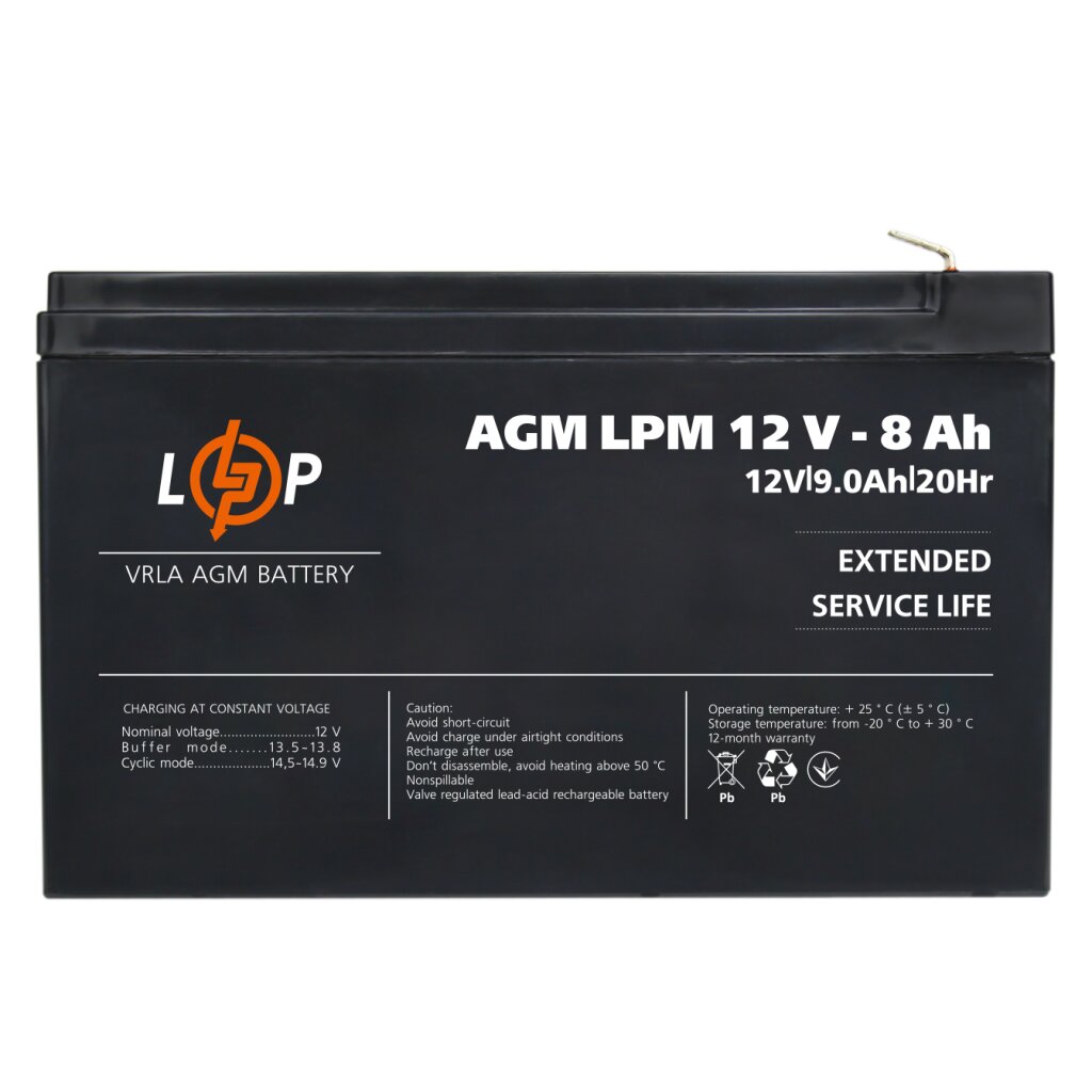 Аккумулятор AGM LPM 12V - 8 Ah - Изображение 5