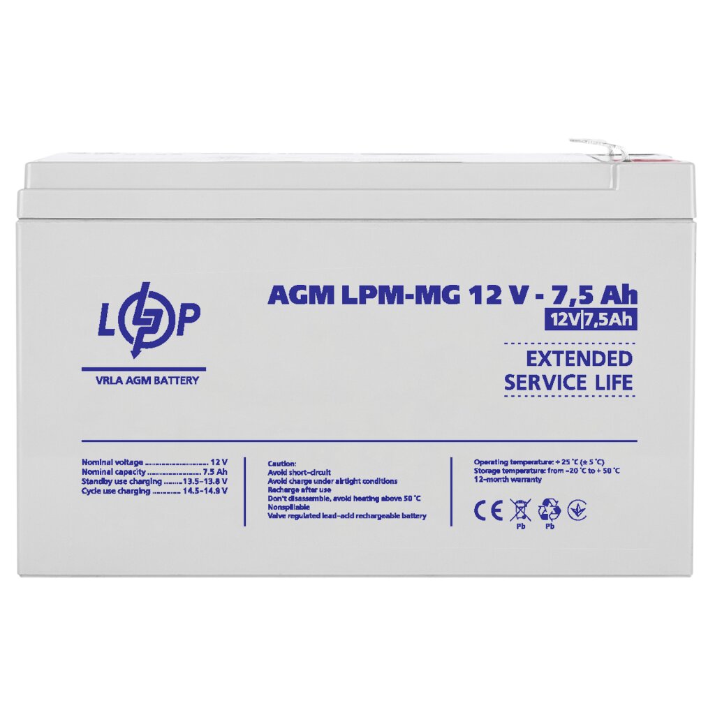 Акумулятор мультигелевий LPM-MG 12V - 7.5 Ah - Изображение 4