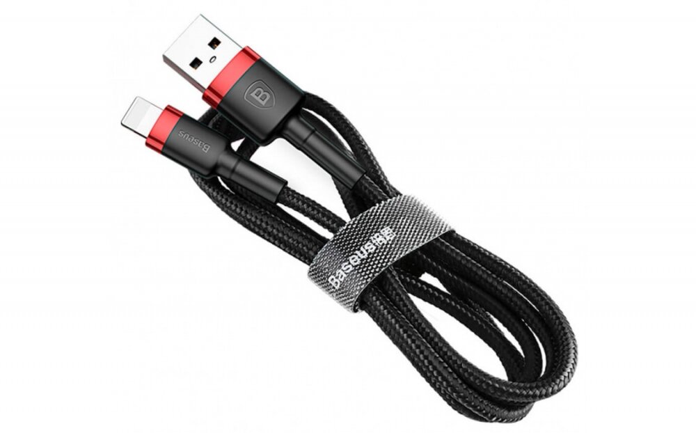 Кабель Baseus Cafule USB 2.0 to Lightning 2.4A 1M Черный/Красный (CALKLF-B19) - Изображение 1