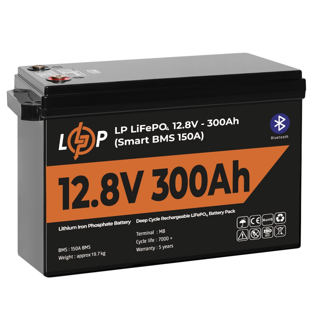 Акумулятор LP LiFePO4 12,8V - 300 Ah (3840Wh) (Smart BMS 200А) з BT пластик - Изображение 4