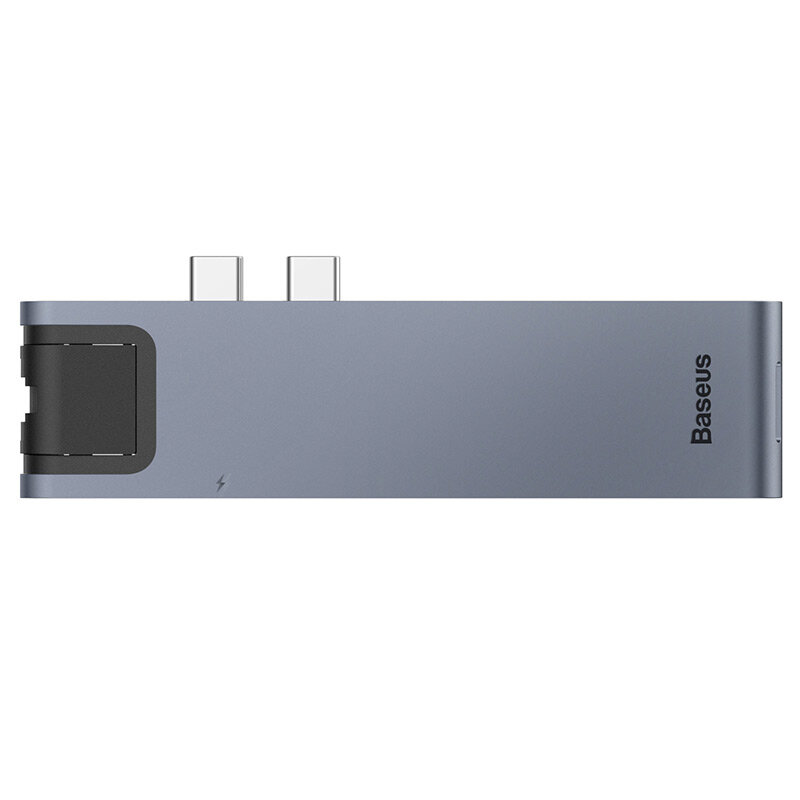 USB Hub Baseus Thunderbolt C Pro Dual Type-C to USB3.0*2+HDMI+RJ45+Type-C PD+ microSD+ SD(CAHUB-L0G) - Изображение 1