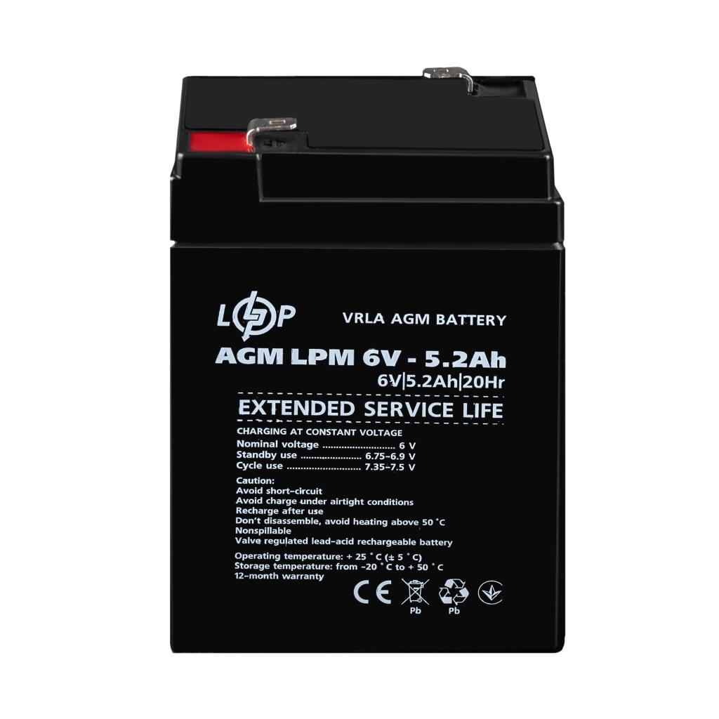 Аккумулятор AGM LPM 6V - 5.2 Ah - Изображение 2