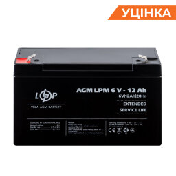 Розпродаж (4159) Акумулятор AGM LPM 6V - 12 Ah (02-2024)