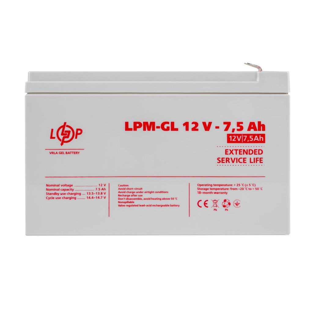 Аккумулятор гелевый LPM-GL 12V - 7.5 Ah - Изображение 1