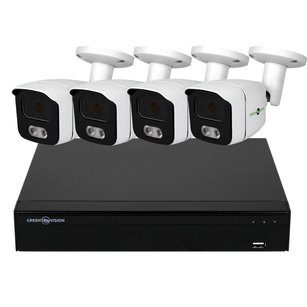 Комплект видеонаблюдения уличный на 4 цилиндрические камеры(LED подсветка) 5MP GV-K-E34/04 - Изображение 1