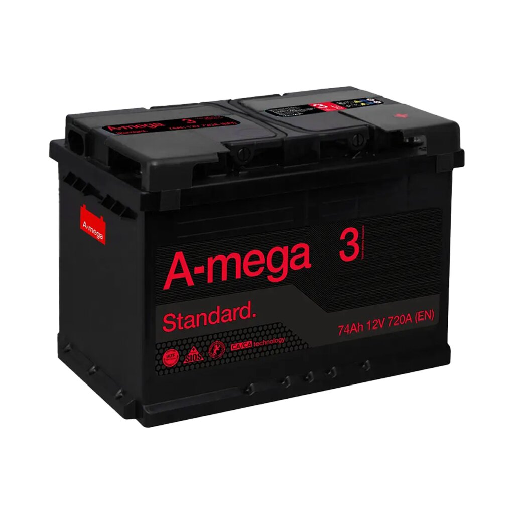 Аккумулятор авто Мегатекс A-mega Standard (М3) 6СТ-74-АЗ (лев) ТХП 720 - Изображение 1