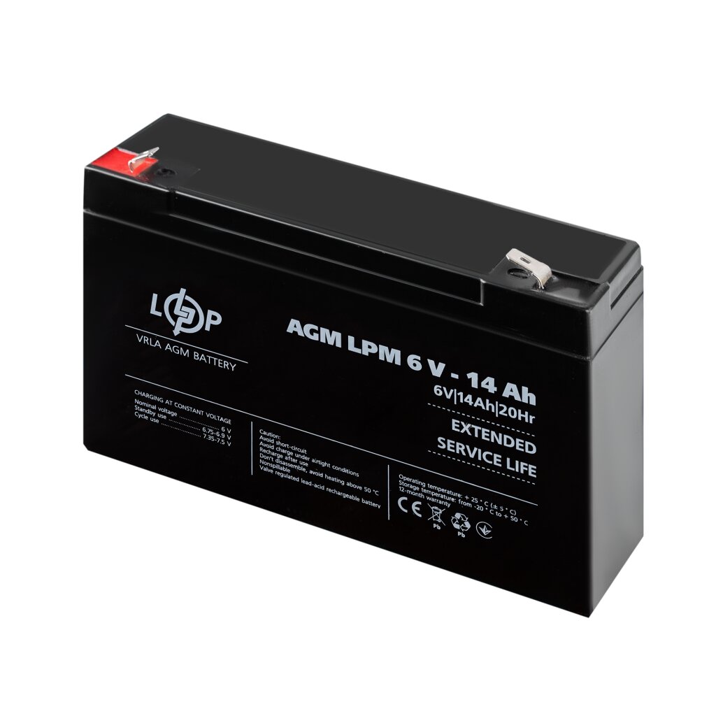 Акумулятор AGM LPM 6V - 14 Ah - Изображение 3