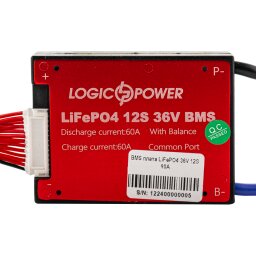 BMS плата LiFePO4 36V 12S Dis 60A Ch 30A