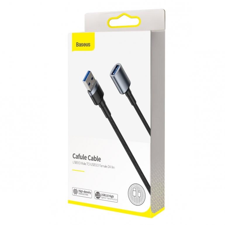 Кабель Baseus Cafule USB 3.0 Male to USB 3.0 Female 2A 1M Серый (CADKLF-B0G) - Изображение 3
