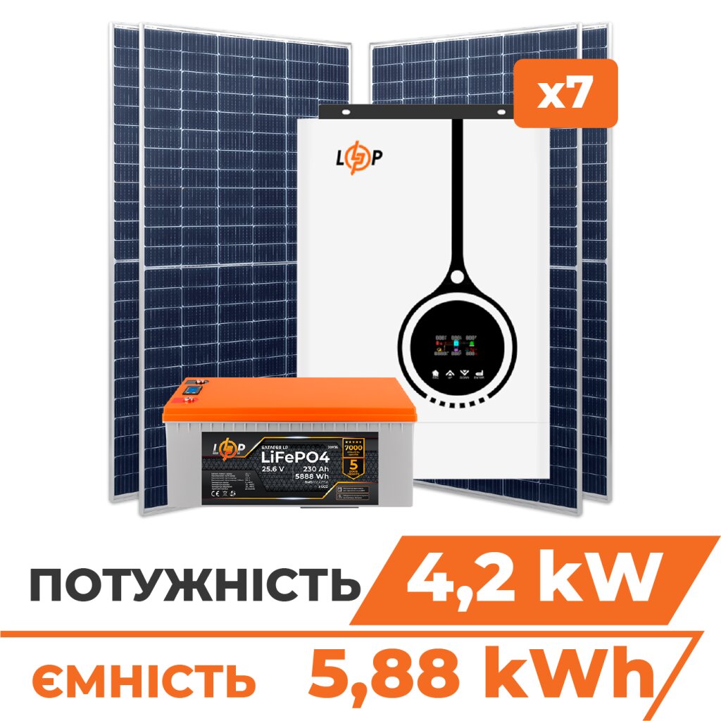 Комплект СЕС 4.2 kW АКБ 5,88kWh (літій) 230 Ah Преміум - Изображение 1