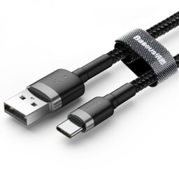 Кабель Baseus Cafule USB 2.0 to Type-C 3A 1M Черный/Серый (CATKLF-BG1)