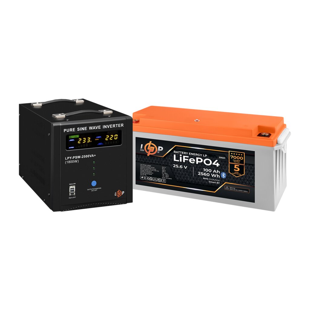 Комплект резервного питания LogicPower ИБП 2500W + литиевая (LiFePO4) батарея 2560Wh - Изображение 2