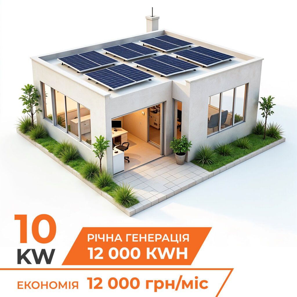 Комплект СЭС гибридная на инверторе Deye 10кВт (от 5 часов автономности) - Изображение 1