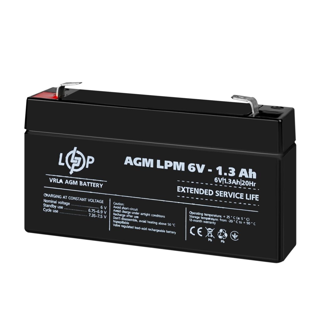 Акумулятор AGM LPM 6V - 1.3 Ah - Изображение 3