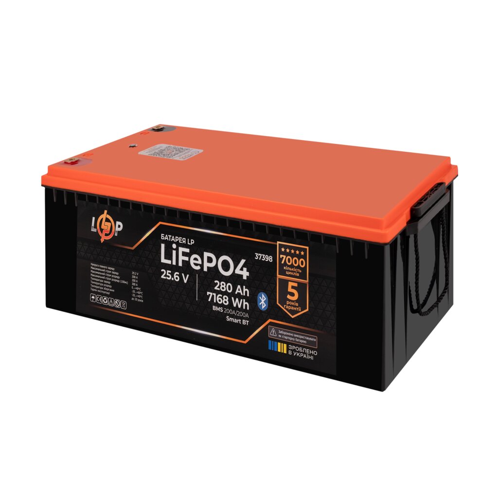 Акумулятор LP LiFePO4 25,6V - 280 Ah (7168Wh) (BMS 200A/200А) пластик Smart BT - Изображение 7
