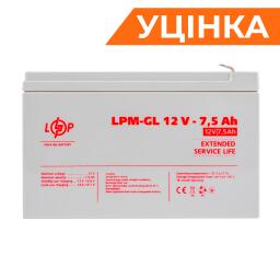 Аккумулятор гелевый LPM-GL 12V - 7.5 Ah Уценка 04.2025