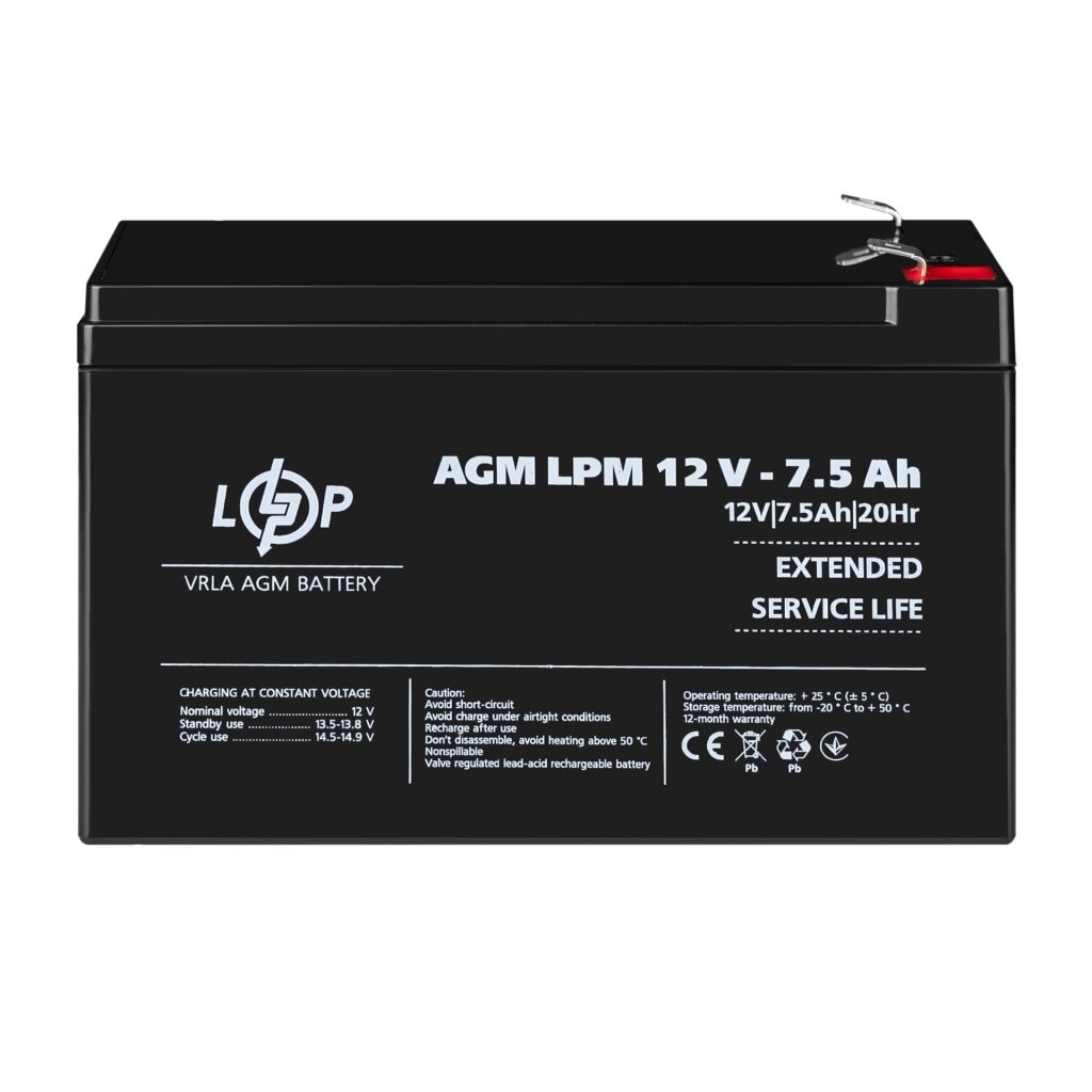 Аккумулятор AGM LPM 12V - 7.5 Ah - Изображение 2