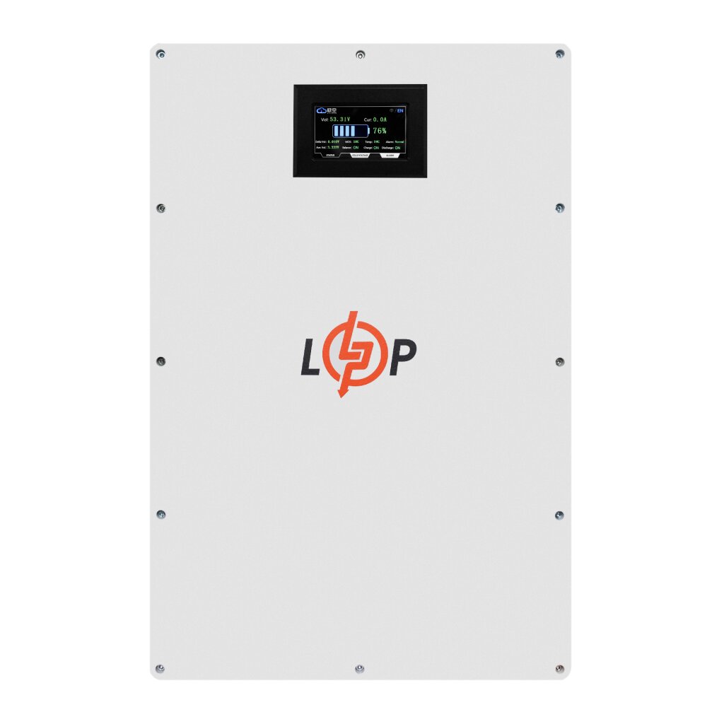 Аккумулятор LP LiFePO4 51,2V - 100 Ah (5120Wh) (BMS 100A/50А) металл LCD Smart RS485/CAN JK настенный - Изображение 1